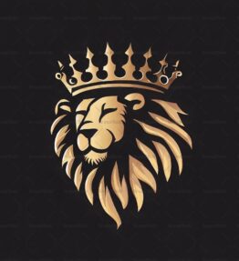Majestätischer Löwe und Krone